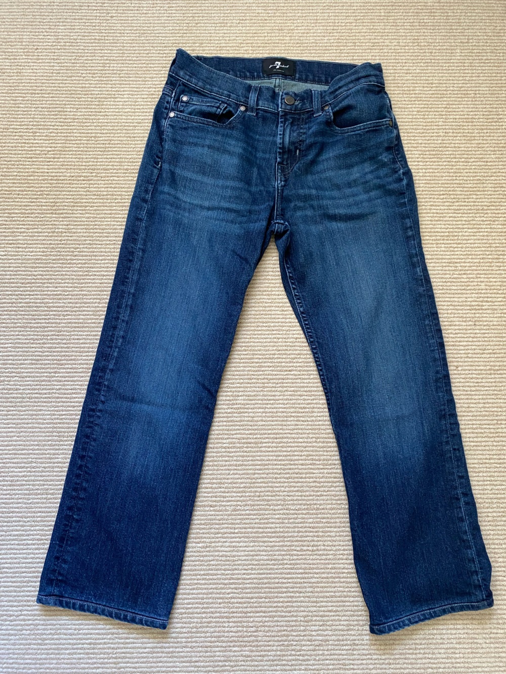 7 For All Mankind Jeans Straight Leg Dark Blue Short Cropped Japanese Size 29